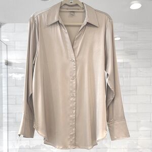 Classic Women's Button-Down Blouse in Beige